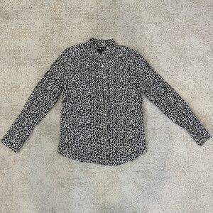 Talbots Black and White Patterned Petite Women’s Button Down Shirt